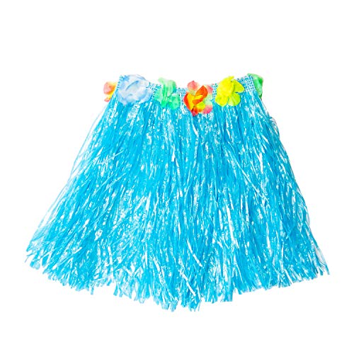 Oblique Unique® Hula Rock Hawaii-Rock Tutu Tütü mit Blumen Blüten für Damen Frauen Mädchen für Hawaii Party Sommer Beachparty Fasching Karneval Mottoparty - wählbar (Blau) von Oblique Unique