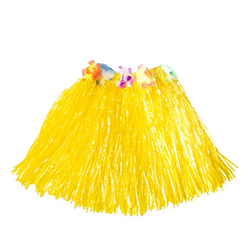 Oblique Unique® Hula Rock Hawaii-Rock Tutu Tütü mit Blumen Blüten für Damen Frauen Mädchen für Hawaii Party Sommer Beachparty Fasching Karneval Mottoparty - wählbar (Gelb) von Oblique Unique