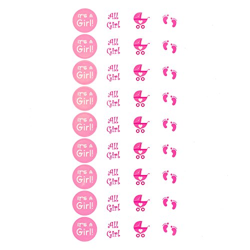 Oblique-Unique® Its a Girl Baby Shower Party Sticker Mädchen Aufkleber Pink 108 Stück Kinderwagen Füßchen von Oblique-Unique