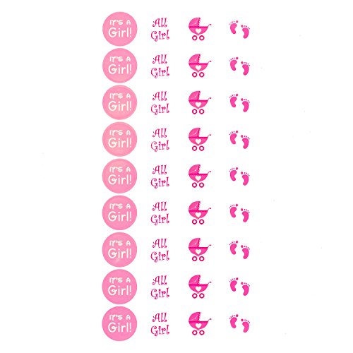 Oblique Unique® Its a Girl Baby Shower Party Sticker Mädchen Aufkleber Pink 108 Stück Kinderwagen Füßchen von Oblique Unique