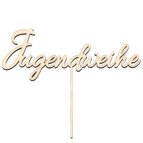 Oblique Unique® Jugendweihe Torten Kuchen Topper aus Holz Natur Deko für Kinder, Topper, Kuchendeckel & Dekoration, Kuchendekoration für Mädchen & Jungen von Oblique Unique