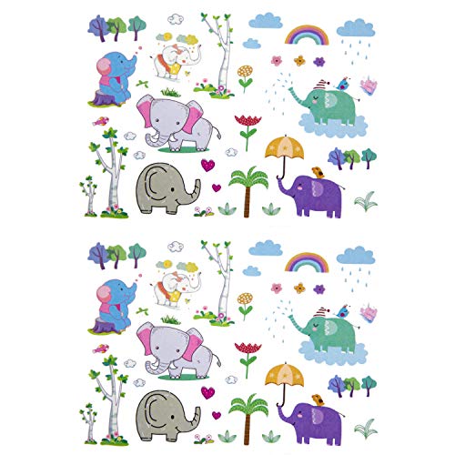 Oblique-Unique® Kinder Elefanten Tattoos 70 Stück Farbenfroh Temporär Tier Tattoo Elefanten Bäume Herzen Blumen uvm. zum Spielen Spielspass zum Kindergeburtstag von Oblique Unique