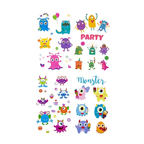 Oblique Unique® Kinder Monster Tattoos ca. 60 Stück Farbenfroh Temporär Monster Party Tattoo zum Spielen Spielspass zum Kindergeburtstag von Oblique Unique