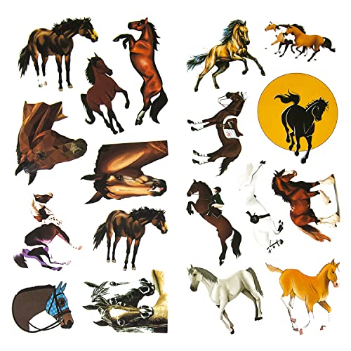 Oblique Unique® Kinder Pferde Sticker Set 18 Stk. Farbenfrohe Pferde Pferd mit Reiter Aufkleber für Kindergeburtstag zum Spielen Basteln Spielspass von Oblique Unique