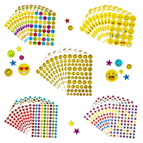 Oblique Unique® Kinder Sticker Set 3170 STK. Smiley und Stern Aufkleber für Kinder für Kindergeburtstag zum Spielen Basteln Scrapbooking als Mitgebsel von Oblique Unique