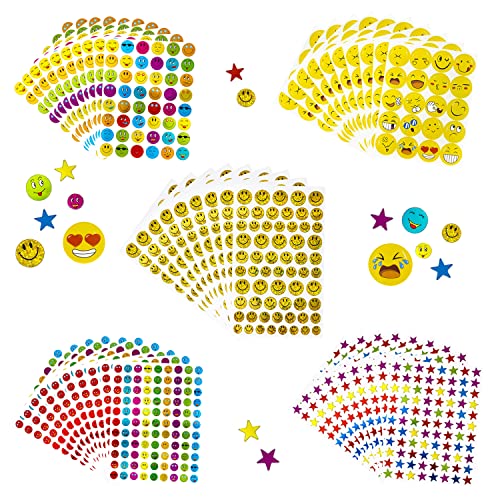 Oblique Unique® Kinder Sticker Set 3170 Stk. Smiley und Stern Aufkleber für Kinder für Kindergeburtstag zum Spielen Basteln Scrapbooking als Mitgebsel von Oblique Unique