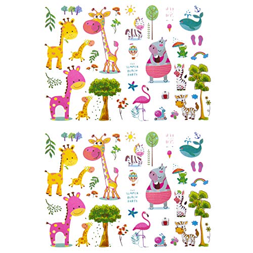 Oblique Unique® Kinder Tier Tattoos 74 Stück Farbenfroh Temporär Tier Tattoo Giraffe Wal Frosch Zebra Flamingo UVM. zum Spielen Spielspass zum Kindergeburtstag von Oblique Unique