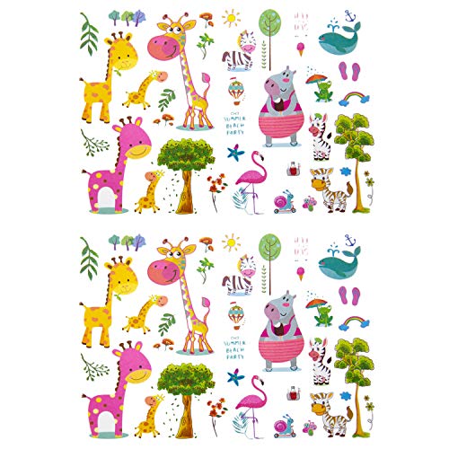 Oblique-Unique® Kinder Tier Tattoos 74 Stück Farbenfroh Temporär Tier Tattoo Giraffe Wal Frosch Zebra Flamingo uvm. zum Spielen Spielspass zum Kindergeburtstag von Oblique Unique