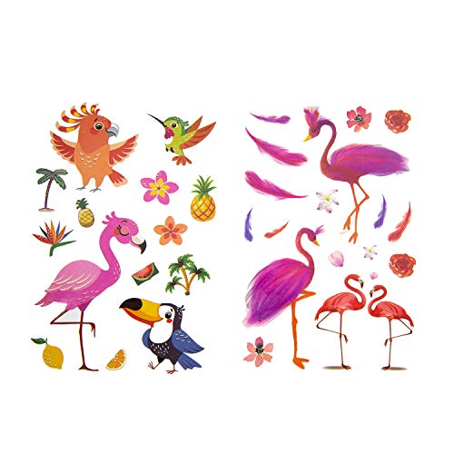 Oblique Unique® Kinder Vogel Tattoos ca. 66 Stück Farbenfroh Temporär Tattoo Flamingo Kolibri UVM. zum Spielen Spielspass zum Kindergeburtstag von Oblique Unique