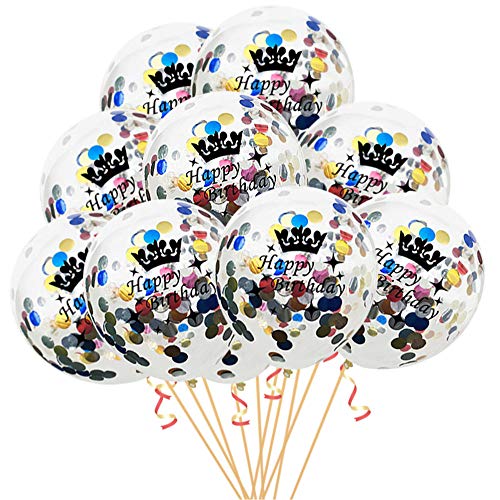 Oblique Unique® Konfetti Luftballon Set Happy Birthday Geburtstag Feier Party Ballons 10 Stück bunt von Oblique Unique