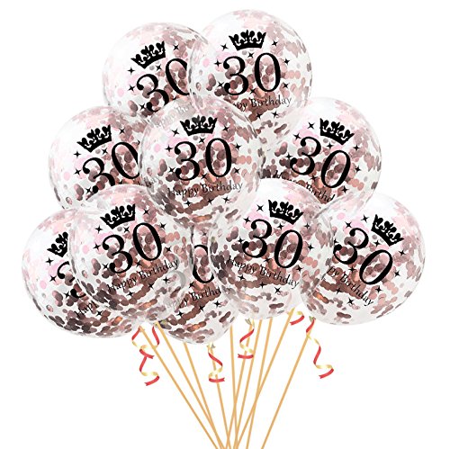 Oblique-Unique® Konfetti Luftballon Set für 30. Geburtstag Feier Party Ballons Rosegold von Oblique Unique