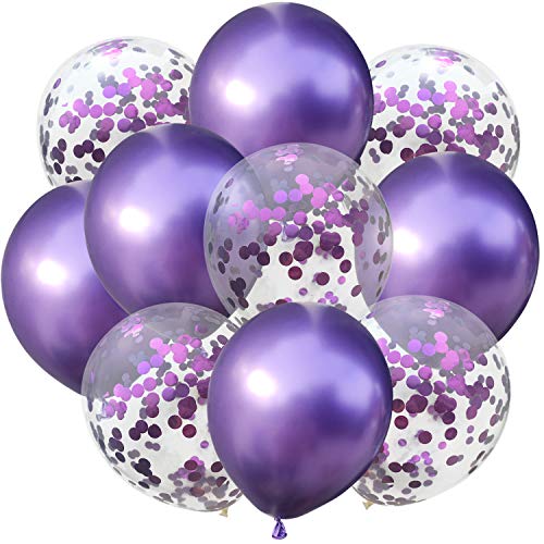 Oblique Unique® Konfetti Luftballon Set für Geburtstag Feier Jubiläum Hochzeit JGA Party Deko Ballons Lila von Oblique Unique