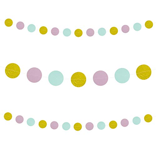 Oblique Unique® Kreis Girlande Banner mit Kreisen Deko für JGA Junggesellinnenabschied Hochzeit Geburtstag Jubiläum Baby Shower Party - Farbe wählbar (Gold Blau Lila) von Oblique Unique