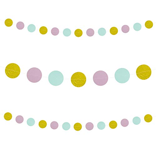 Oblique Unique® Kreis Girlande Banner mit Kreisen Deko für JGA Junggesellinnenabschied Hochzeit Geburtstag Jubiläum Baby Shower Party - Farbe wählbar (Gold Blau Lila) von Oblique Unique