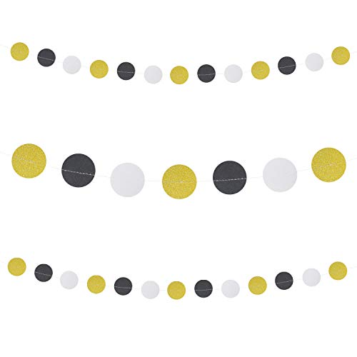 Oblique Unique® Kreis Girlande Banner mit Kreisen Deko für JGA Junggesellinnenabschied Hochzeit Geburtstag Jubiläum Baby Shower Party - Farbe wählbar (Gold Schwarz Weiß) von Oblique Unique