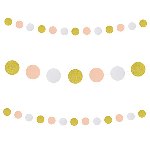 Oblique Unique® Kreis Girlande Banner mit Kreisen Deko für JGA Junggesellinnenabschied Hochzeit Geburtstag Jubiläum Baby Shower Party - Farbe wählbar (Gold Weiß Rosa) von Oblique Unique