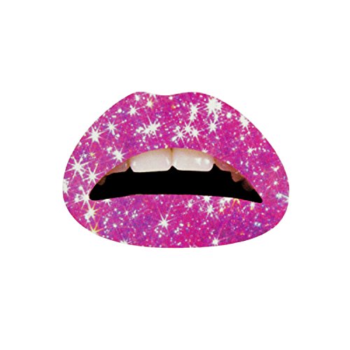 Oblique-Unique® Mundtattoo Lippen Tattoo - wählbar - für Party Feier Halloween Fasching Karneval uvm. (Pink Glitzer) von Oblique Unique