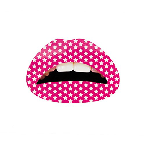 Oblique Unique® Mundtattoo Lippen Tattoo - wählbar - für Party Feier Halloween Fasching Karneval UVM. (Pink Stern) von Oblique Unique