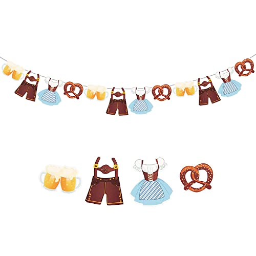 Oblique Unique® Oktoberfest Girlande Banner 2,5 m für Oktober Fest Feier Party Deko Brezel Lederhose Dirndl Bier von Oblique Unique