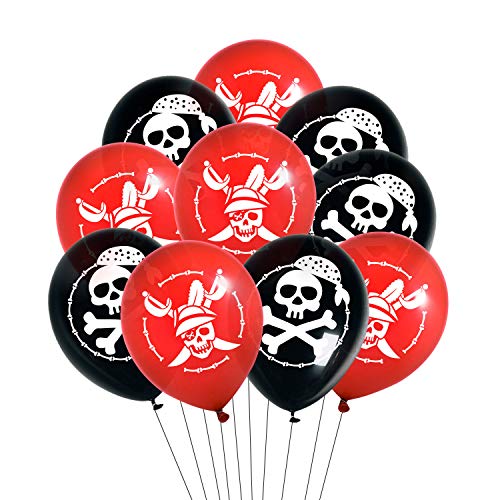 Oblique Unique® Piraten Luftballon Set mit Totenkopf Ballons für Kinder Geburtstag Motto Party Feier Spielen Schwarz Rot Weiß von Oblique Unique