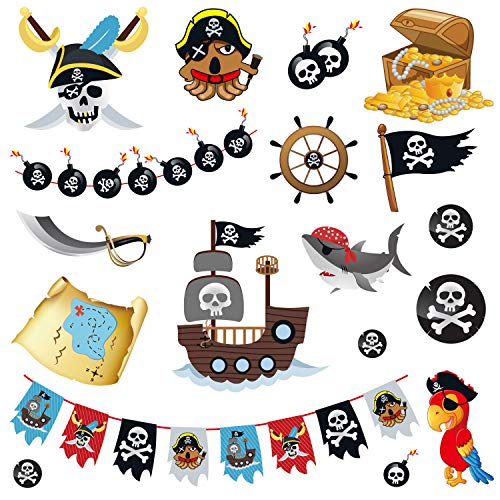 Oblique Unique® Piraten Tattoo Set 18 Motive Temporäre Tattoos Klebetattoos für Kinder Spielen Pirat von Oblique Unique