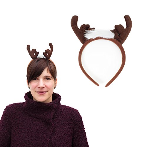 Oblique Unique® Rentier Hirsch Geweih auf Haarreif I Rehkostüm I Weihnachten Fasching Karneval Party von Oblique Unique