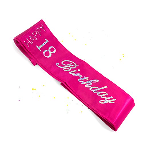 Oblique-Unique® Schärpe 18. Geburtstag Happy Birthday (Pink) von Oblique-Unique