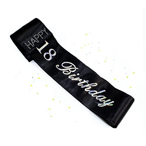 Oblique Unique® Schärpe 18. Geburtstag Happy Birthday (Schwarz) von Oblique Unique