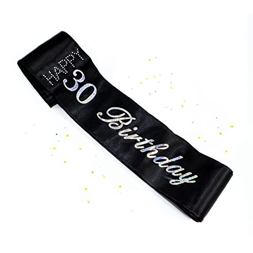 Oblique-Unique® Schärpe 30. Geburtstag Happy Birthday (Schwarz) von Oblique Unique