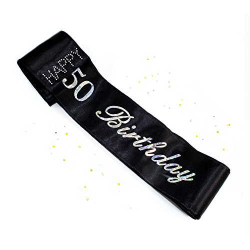Oblique Unique® Schärpe 50. Geburtstag Happy Birthday (Schwarz) von Oblique Unique