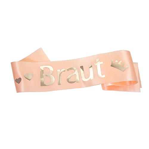 Oblique Unique® Schärpe Braut Lachs Farben mit goldenen Aufdruck - Perfekt für JGA Junggesellinnenabschied Hochzeit Hen Party von Oblique Unique