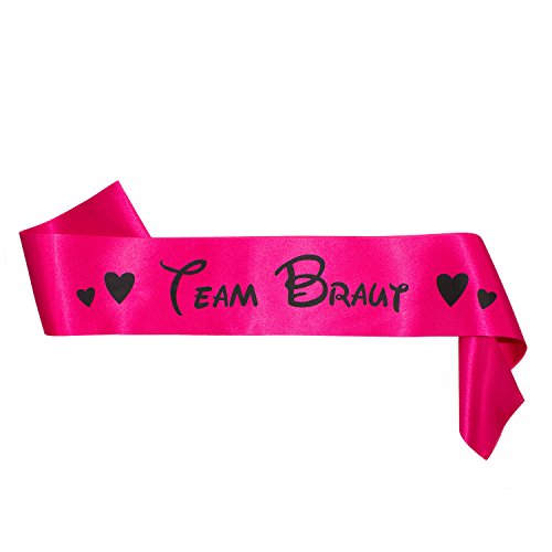 Oblique Unique® Schärpe Team Braut in Pink mit schwarzem Aufdruck - Perfekt für JGA Junggesellinnenabschied Hochzeit Hen Party von Oblique Unique