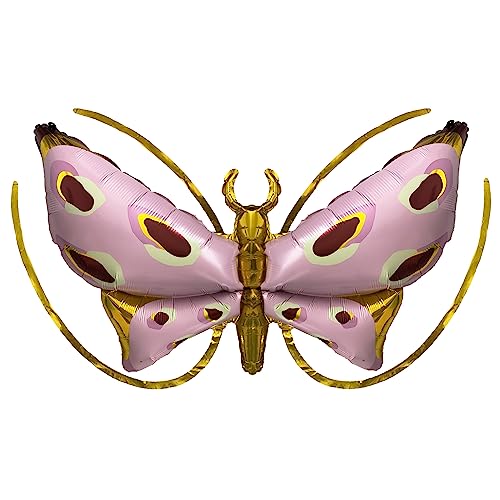 Oblique Unique® Schmetterling Folien Ballon Engel Flügel XXL Luftballon zum Umbinden für Kinder Geburtstag Hochzeit Frühling Sommer Party Fasching Karneval (Rosa+Gold) von Oblique Unique