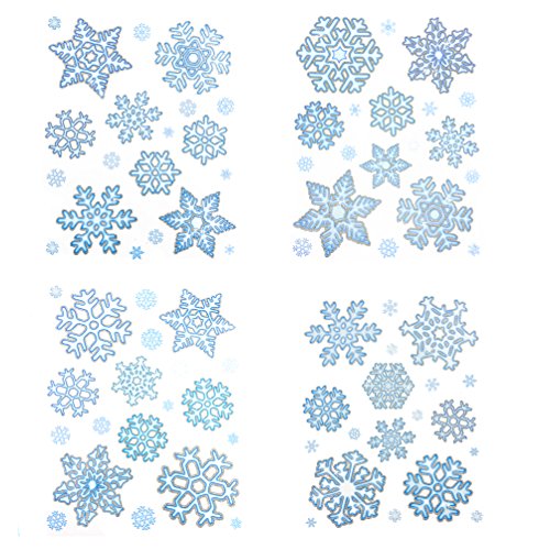 Oblique-Unique® Schneeflocken Sticker 76 Stück für weihnachtliche Fenster Dekoration mit Silberglimmer - Weinachten Dekoration Schneekristalle mit Glitzereffekt von Oblique-Unique