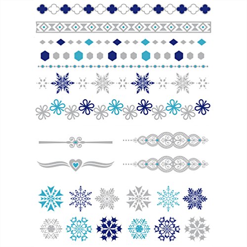 Oblique Unique® Schneeflocken Tattoo Set 42 Kindertattoos - Verschiedene Schneeflocken Herzen Tribal Motive Kinder Spielen von Oblique Unique