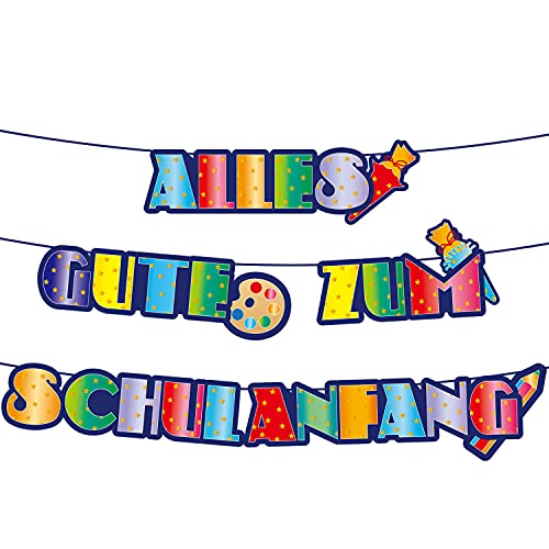 Oblique Unique® Schuleinführung Girlande - Alles Gute zum Schulanfang - Hänge Deko für Einschulung Schulbeginn Dekoration Banner Schule Jungs Mädchen von Oblique Unique