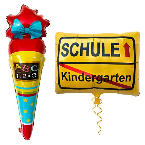 Oblique Unique® Schuleinführung Schulanfang Einschulung Deko Set für Jungs und Mädchen - Folienballon Zuckertüte und Folienballon Kindergarten/Schule von Oblique Unique