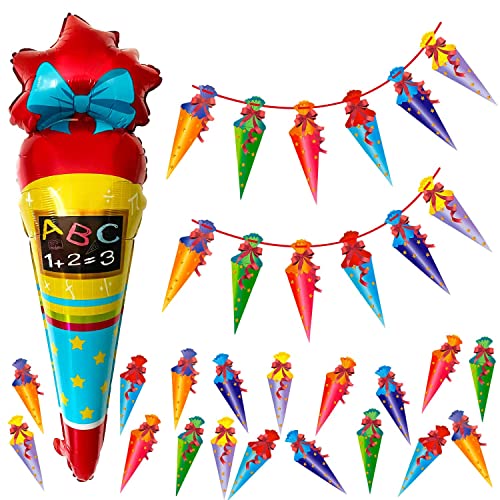Oblique Unique® Schuleinführung Schulanfang Einschulung Deko Set für Jungs und Mädchen - Zuckertüte Folien Ballon + Girlande + Konfetti Set von Oblique Unique