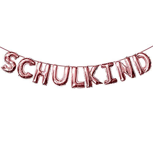 Oblique Unique® Schulkind Folien Luftballon Girlande Banner Hänge Deko für Schuleinführung Einschulung Schulanfang Schulstart Dekoration Schule Mädchen Jungen (Roségold) von Oblique Unique