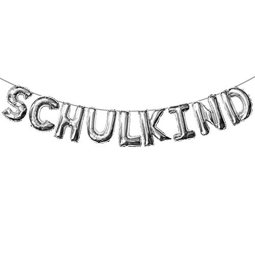 Oblique Unique® Schulkind Folien Luftballon Girlande Banner Hänge Deko für Schuleinführung Einschulung Schulanfang Schulstart Dekoration Schule Mädchen Jungen (Silber) von Oblique Unique