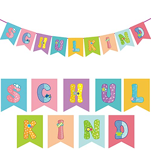 Oblique Unique® Schulkind Girlande Hänge Deko für Schuleinführung Einschulung Schulanfang Schulstart Dekoration Banner Schule Jungs Mädchen von Oblique Unique