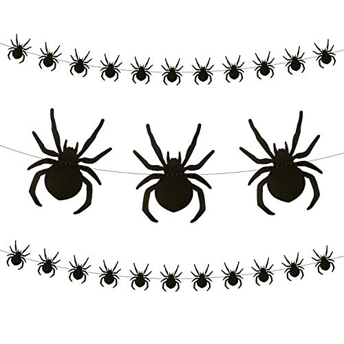 Oblique Unique® Spinnen Girlande mit ca. 28 Spinnen 3m Schwarz Deko für Halloween Party Fasching Karneval Dekoration zum Gruseln und Erschrecken von Oblique Unique