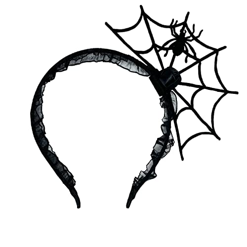 Oblique Unique® Spinnen Netz Haarreifen aus Filz mit Gaze als Kostüm Accessoire Haarreif für Halloween Karneval Fasching Motto Party Schwarz von Oblique Unique
