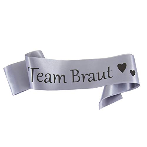 Oblique Unique® Team Braut Schärpe mit Herzen für Junggesellinnenabschied JGA Hochzeit Hen Party für Damen in Grau von Oblique Unique