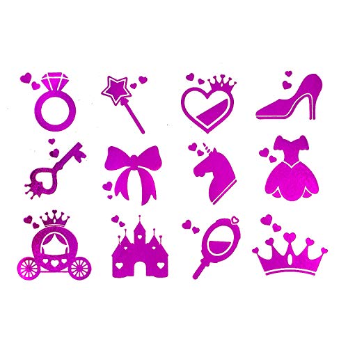 Oblique-Unique® Temporäres Prinzessin Tattoo Set Motive mit Glitzereffekt Pink 24 Stk für Party JGA Junggesellinnenabschied und zum Spielen von Oblique Unique