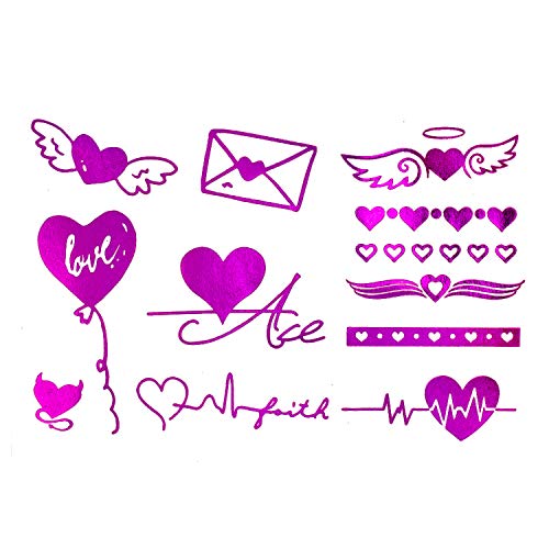 Oblique Unique® Temporäres Tattoo Set Herzen mit Glitzereffekt Pink 24 STK für Party JGA Junggesellinnenabschied und zum Spielen von Oblique Unique