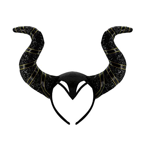 Oblique Unique® Teufel Hörner Haarreifen Teufelshörner Dunkle Fee Horror Grusel Haarreif Kostüm Accessoire für Halloween Karneval Fasching Motto Party Schwarz von Oblique Unique