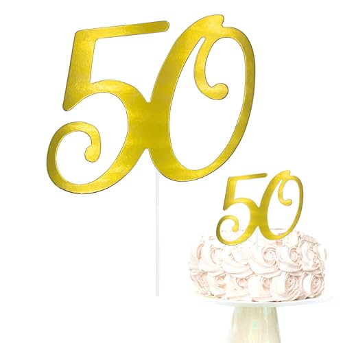 Oblique Unique® Torten Kuchen Topper mit Zahl Gold Aufsatz für Geburtstag Jubiläum Deko Muffin Cupcake Dekoration (Zahl 50) von Oblique Unique