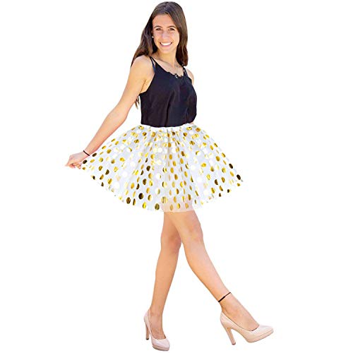 Oblique Unique® Tutu Tütü Reifrock Unterrock Petticoat Damen Frauen Rock gepunktet als Kostüm Accessoire für Fasching Karneval Motto Party Größe 60 cm - 116 cm - Farbe wählbar (Weiß) von Oblique Unique