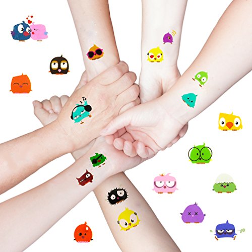 Oblique Unique® Vögel Küken Tattoo 46 Stück I farbenfrohe temporäre Tattoos Kinder Geburtstag von Oblique Unique